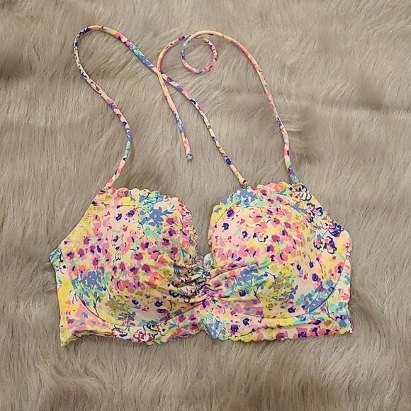 Victoria secret bright color floral swim suit top size 34c - Picture 1 of 3